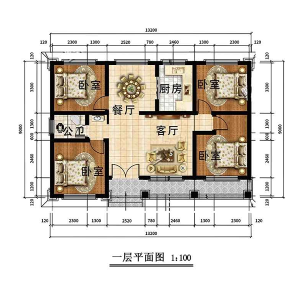 石家庄灵寿一层120平欧式风格轻钢别墅